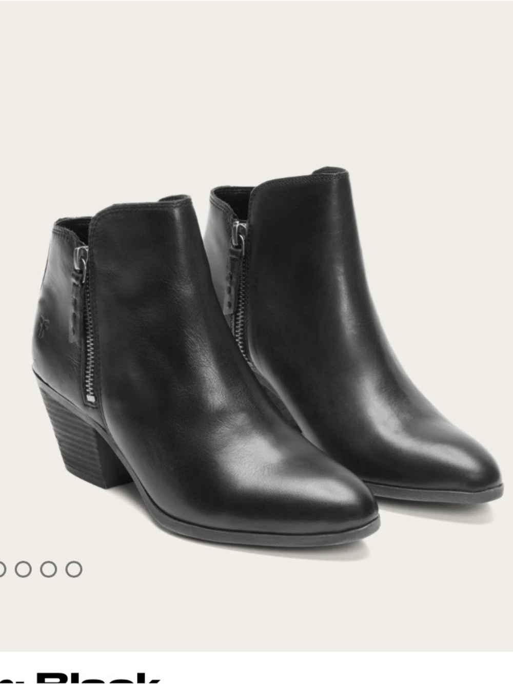 Frye Judith Double Zip Black Leather Ankle Booties